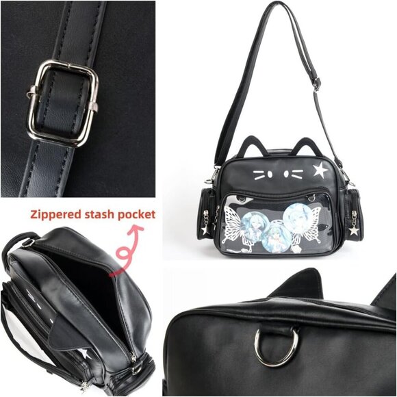 Kawaii Cat Ita Backpack PU Shoulder Crossbody for School Anime Cosplay Girls main image 5